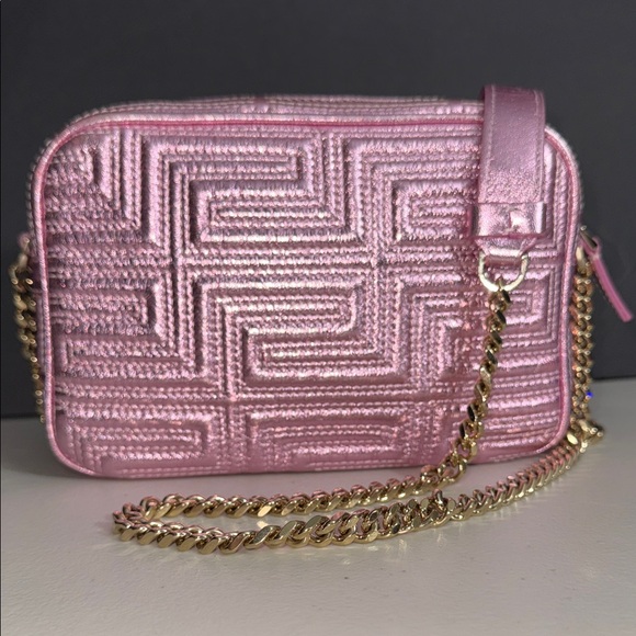 RARE Versace Metallic Pink Crossbody Bag Gold Chain CAMERA purse PERFECT SIZE! - Picture 5 of 17